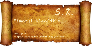 Simonyi Kleofás névjegykártya
